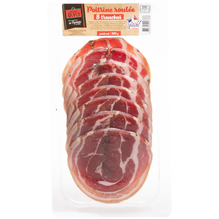 Poitrine de porc roulée recette des Pyrénées - Sachet sous vide 8x40g (320g)