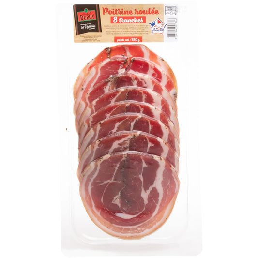 Poitrine de porc roulée recette des Pyrénées - Sachet sous vide 8x40g (320g)